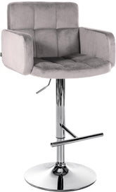 Barhocker Los Angeles Samt chrom - grau