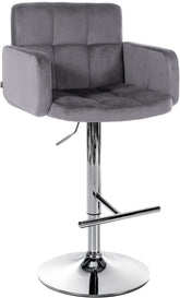 Barhocker Los Angeles Samt chrom - dunkelgrau