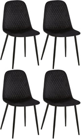 4er Set Stühle Giverny Samt - schwarz