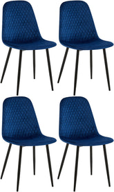 4er Set Stühle Giverny Samt - blau