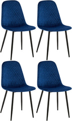 4er Set Stühle Giverny Samt - blau
