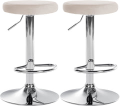 2er Set Barhocker Ponte Samt chrom - creme