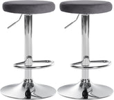 2er Set Barhocker Ponte Samt chrom - dunkelgrau