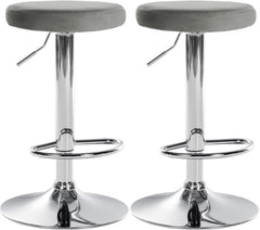 2er Set Barhocker Ponte Samt chrom - grau
