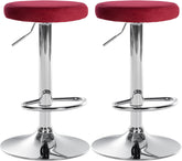 2er Set Barhocker Ponte Samt chrom - rot