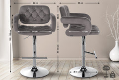 Barhocker Dublin Samt chrom - grau