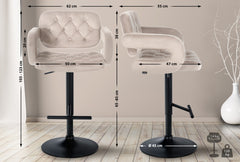 Barhocker Dublin Samt schwarz - creme