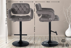 Barhocker Dublin Samt schwarz - grau