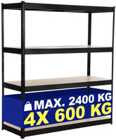 Schwerlastregal 160x60x180 cm - schwarz
