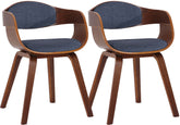 2er Set Stühle Kingston Stoff - walnuss/blau