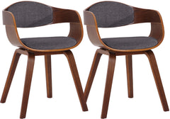 2er Set Stühle Kingston Stoff - walnuss/hellgrau