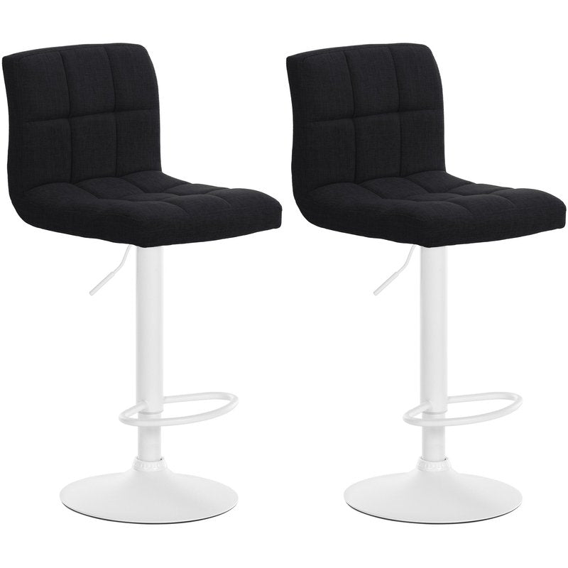 Set di 2 sgabelli da bar Calma in tessuto bianco e nero, regolabili in altezza, eleganti e confortevoli.