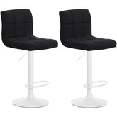 Set di 2 sgabelli da bar Calma in tessuto bianco e nero, regolabili in altezza, eleganti e confortevoli.