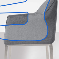 Barhocker Damaso E Filz mit 4-Fu� Gestell - grau