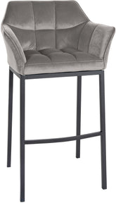 Barhocker Damaso B Samt mit 4-Fu� Gestell - grau