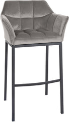 Barhocker Damaso B Samt mit 4-Fu� Gestell - grau