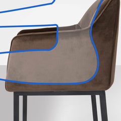 Barhocker Damaso B Samt mit 4-Fu� Gestell - braun