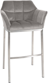 Barhocker Damaso E Samt mit 4-Fu� Gestell - grau
