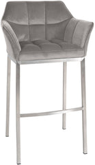Barhocker Damaso E Samt mit 4-Fu� Gestell - grau