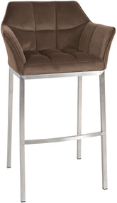 Barhocker Damaso E Samt mit 4-Fu� Gestell - braun