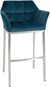Barhocker Damaso E Samt mit 4-Fu� Gestell - gr�n