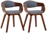 2er Set Stühle Kingston Kunstleder - walnuss/grau