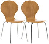 Set di 2 sedie da riunione Diego in legno di rovere, design classico e impilabile per spazi versatili.