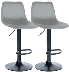 2er Set Barhocker Divo Samt Schwarz - grau