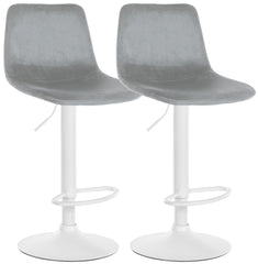2er Set Barhocker Divo Samt Wei� - grau