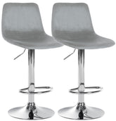 2er Set Barhocker Divo Samt Chrom - grau