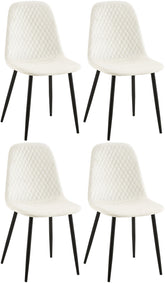 4er Set Stühle Giverny Samt - cremeweiß