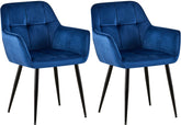 2er Set Esszimmerstuhl Emia Samt - blau