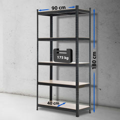 Lagerregal 90x40x180 cm - schwarz