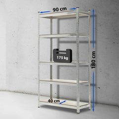 Lagerregal 90x40x180 cm - silber