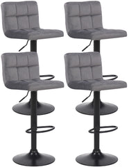 4er Set Barhocker Feni Samt - grau