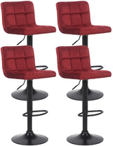 4er Set Barhocker Feni Samt - rot