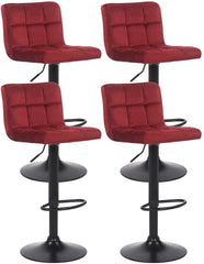 4er Set Barhocker Feni Samt - rot