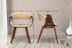 2er Set Esszimmerstuhl Foley Kunstleder - walnuss/creme