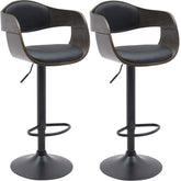 2er Set Barhocker Kingston B Kunstleder - schwarz/grau
