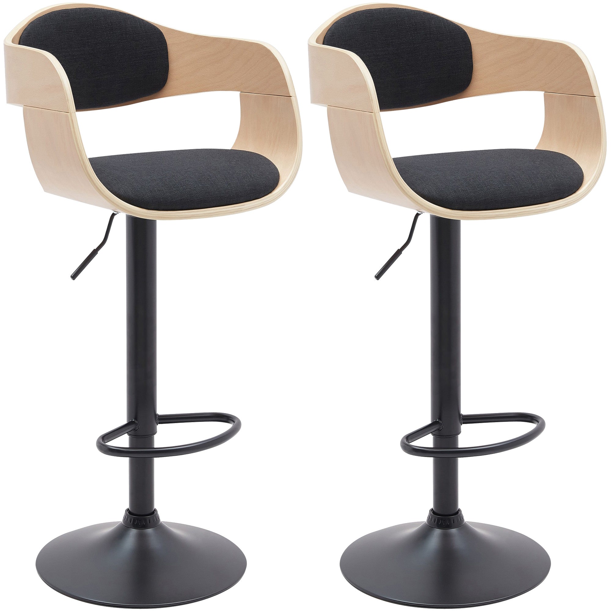 2er Set Barhocker Kingston B Stoff - natura/schwarz by Dropshipping-Europe – Barhocker