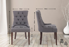 Set di 2 sedie da pranzo Aberdeen in stile Chesterfield, imbottite e trapuntate, colore grigio scuro.