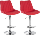 Set di 2 sgabelli da bar Toni in tessuto rosso con design moderno e comfort ottimale per la tua cucina o il tuo bar.