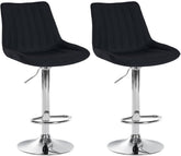 Set di 2 sgabelli da bar Toni in tessuto nero con struttura cromata, design elegante e comfort ottimale per ogni ambiente.