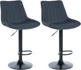Set di 2 sgabelli da bar Toni in tessuto nero e grigio scuro, design moderno e comfort ottimale per ogni ambiente.