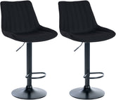 Set di 2 sgabelli da bar Toni in tessuto nero, design moderno e comfort ottimale per ogni ambiente.