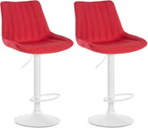 Set di 2 sgabelli da bar Toni in tessuto rosso, design moderno e comfort ottimale per la tua cucina o il tuo bar.