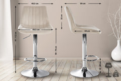 2er Set Barhocker Toni Samt chrom - creme