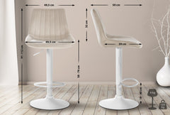 2er Set Barhocker Toni Samt wei� - creme