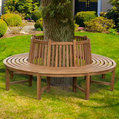 Baumbank Nila 206cm rund mit Rückenlehne - braun