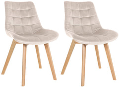 2er Set Stühle Brook Samt - creme